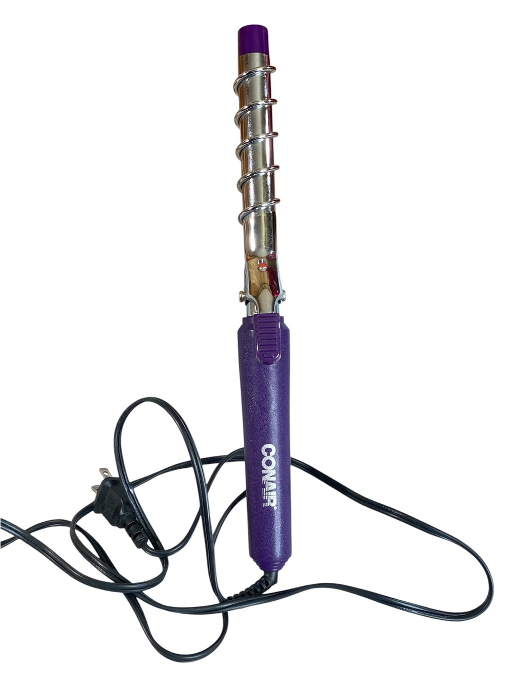 Conair Spiral Curling Wand Metal Spring Barrel with Cool Tip Purple Styling Wand